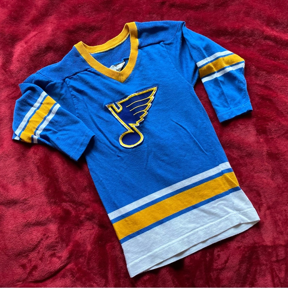 VINTAGE St. Louis Blues Collectible Jersey - appliqué logo, knit, long sleeve S